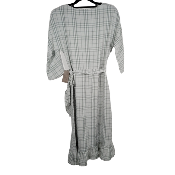 Chelsea28 Gray Plaid Faux Wrap Dress 3/4 sleeve Women's NWT - Picture 3 of 13